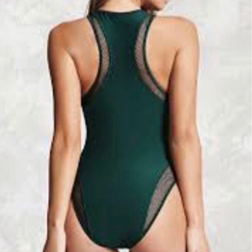 Woman's Zip Front One Piece Swimsuit - Picture 2 of 3